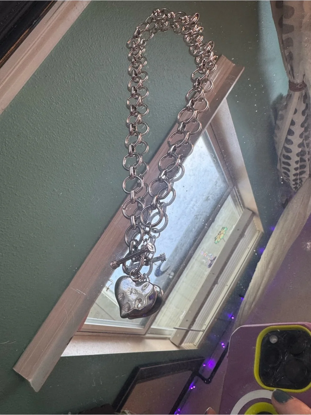 Silver Heart Charm Chain Necklace
